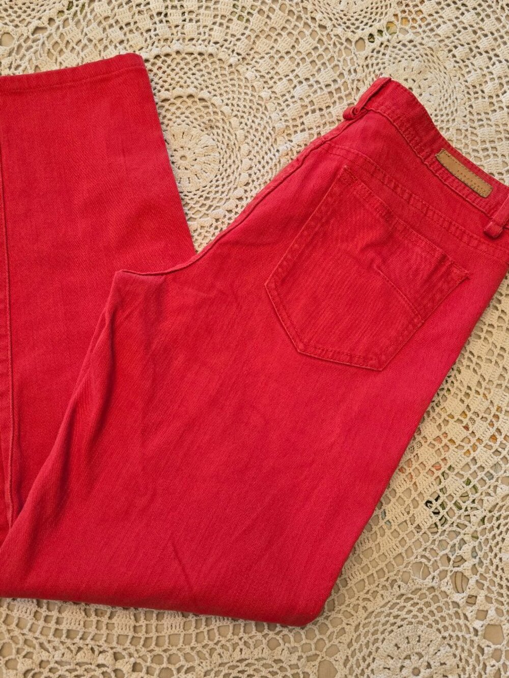 Sanctuary Denim Red Jeans Size 29 Mid Rise Stretch Straight Leg Cropped
